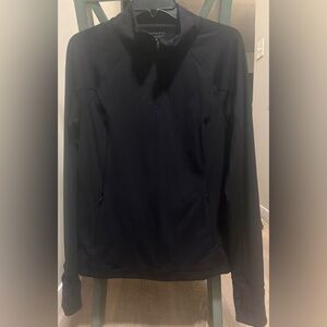 Athleta Rainier Black Half Zip Running Jacket (built in glove/hand cover)